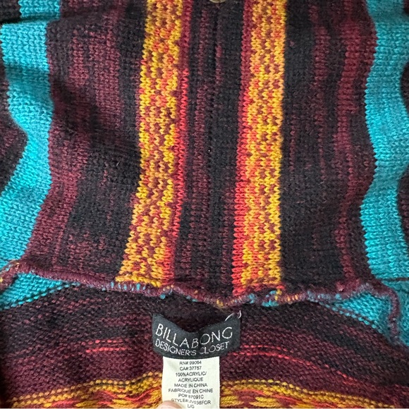 Billabong Southwestern Striped Open Front Sweater - Oversized Boho - Picture 2 of 3